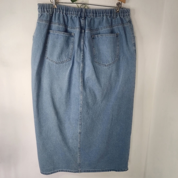 Shein Curve High Waist Split Thigh Denim Jean Skirt - Picture 8 of 13